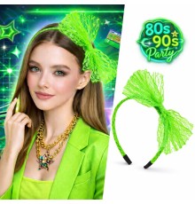 80’ler 90’lar Neon Yeşil Dantel Taç Fiyonklu