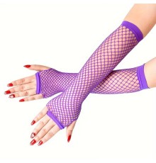 80’ler 90’lar Retro Mor File Parmaksız Eldiven 26 cm