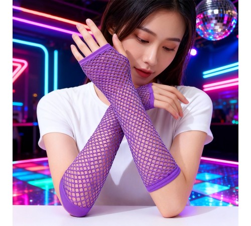 80’ler 90’lar Retro Mor File Parmaksız Eldiven 26 cm