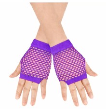 80’ler 90’lar Retro Mor File Parmaksız Kısa Eldiven 11 cm