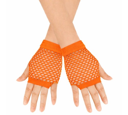 80’ler 90’lar Retro Neon Turuncu File Parmaksız Kısa Eldiven 11 cm