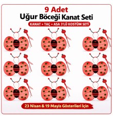 9’lu Uğur Böceği Ateş Böceği Kostüm Seti – Kanat Taç Asa