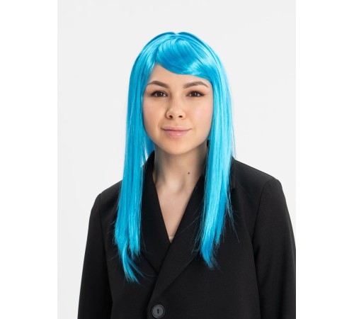 Açık Mavi Renk Uzun Düz Parti Peruğu