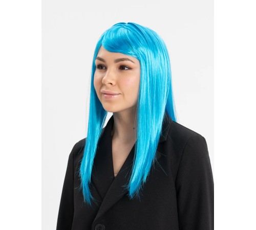 Açık Mavi Renk Uzun Düz Parti Peruğu