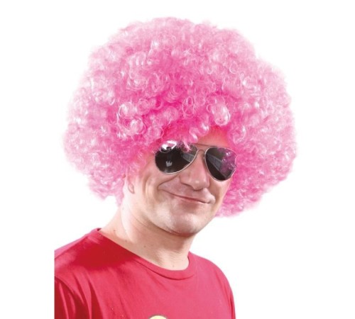 Açık Pembe Renk Kıvırcık Afro Bonus Peruk