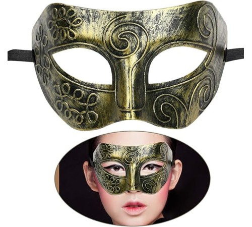 Altın Eskitme Yüz Maskesi - Antik Tarz Balo Maskesi