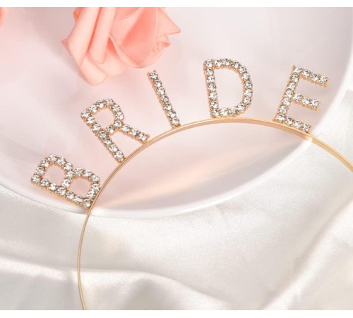 Altın Gold Renk Bekarlığa Veda Kristal Taş Bride Tacı İthal 16x10 cm