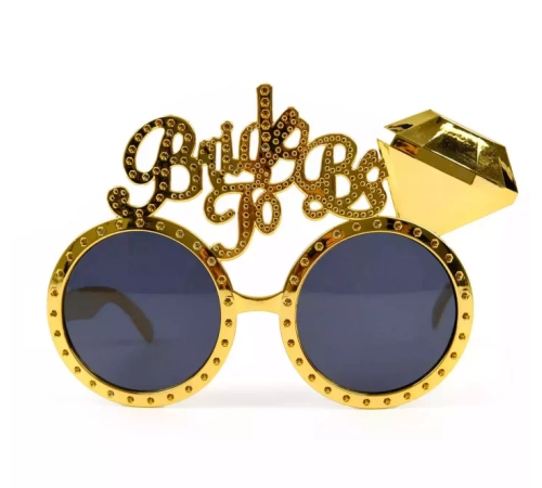 Altın Renk Bride To Be Yazılı Gelin Gözlüğü 15x10 cm