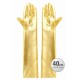Altın Renk Dirsek Altı Lüks Saten Eldiven 40 cm