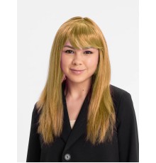 Altın Renk Düz Kesim İçi Astarlı Uzun Parti Peruğu Takma Saç