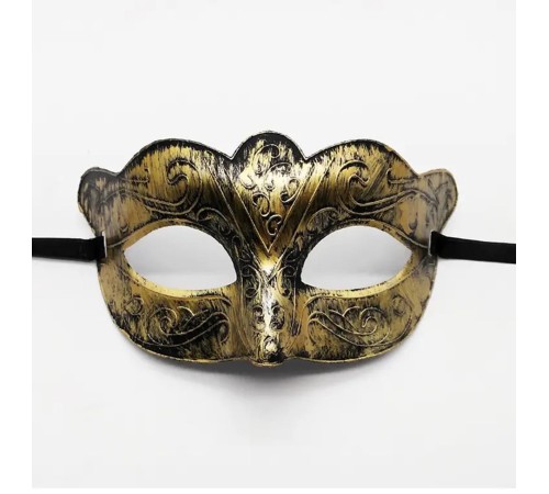 Altın Renk Eskitme Maskeli Balo Maskesi – Venedik Tarzı Parti Maskesi