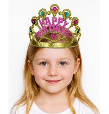 Altın Renk Happy Birthday Yazılı Doğum Günü Tacı 60 cm