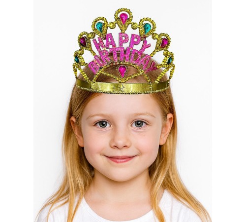 Altın Renk Happy Birthday Yazılı Doğum Günü Tacı 60 cm