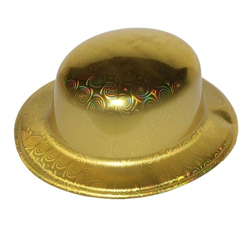 Altın Renk Hologramlı Plastik Yuvarlak Melon 27x24 cm