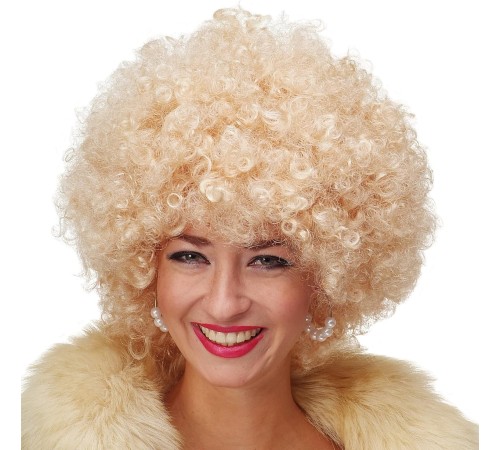 Altın Renk Kıvırcık Afro Bonus Peruk Saç Parti Peruğu Platin Gold