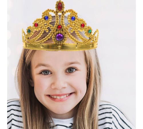 Altın Renk Plastik Prenses Tacı Kraliçe Tacı 60 cm