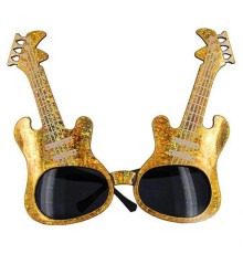 Altın Renk Rockn Roll Gitar Şekilli Parti Gözlüğü 15x15 cm