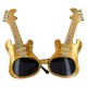 Altın Renk Rockn Roll Gitar Şekilli Parti Gözlüğü 15x15 cm