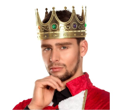 Altın Renk Yetişkin Çocuk Uyumlu Kral Tacı 60 cm