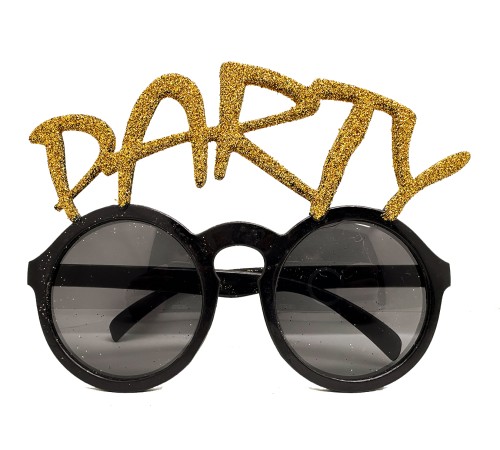 Altın Simli Party Yazılı Parti Gözlüğü Show 15x7 cm