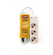 Amiral 3' lü Topraklı 5 Metre Kablolu Grup Priz