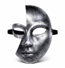 Antik Efektli Gümüş Yarım Yüz Plastik Parti Maskesi
