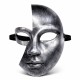 Antik Efektli Gümüş Yarım Yüz Plastik Parti Maskesi
