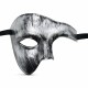 Antik Eskitme Gümüş Erkek Yarım Maske - Phantom & Balo Maskesi