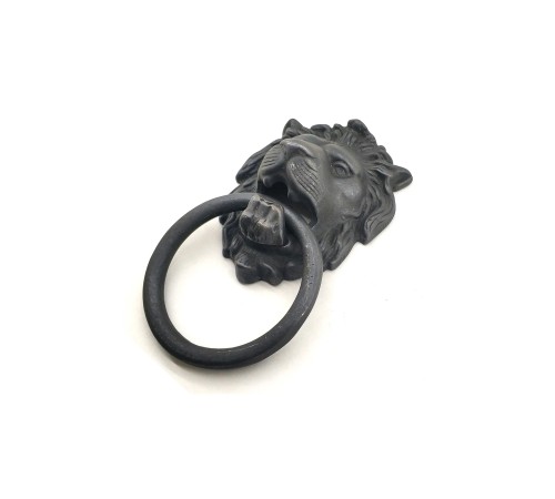 Antika Tarz Dekoratif Pirinç Aslan Kapı Tokmağı, Taktak - 102x130 mm, Oksit