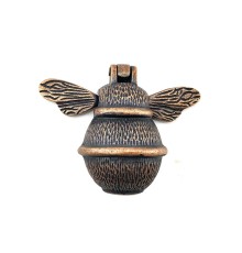 Antika Tarz Dekoratif Pirinç Arı Kapı Tokmağı, Taktak - Küçük, 123x150mm, Antik