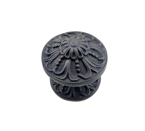 Antika Tarz Dekoratif Pirinç Çiçekli Kapı Tokmağı - 80 mm Çap, Oksit