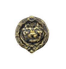 Antika Tarz Dekoratif Pirinç Aslan Kapı Tokmağı, Taktak - 185 mm, Antik