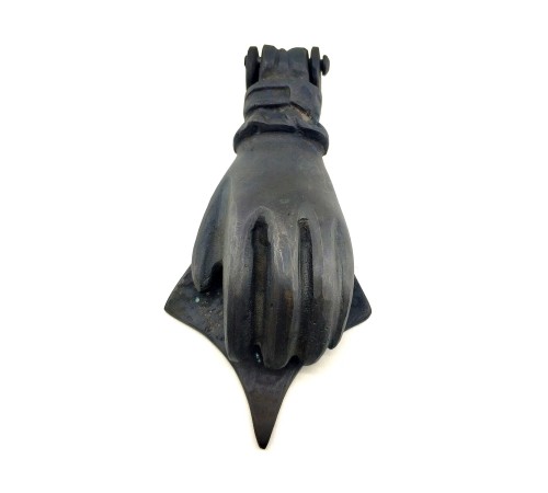 Antika Tarz Dekoratif Pirinç El Kapı Tokmağı, Taktak - 167x75 mm, Oksit