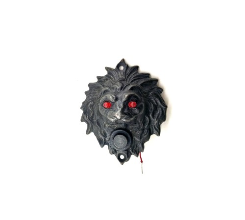 Antika Tarz Dekoratif Pirinç Aslan Kapı Zili - 100x78 mm, Oksit, Led Işıklı