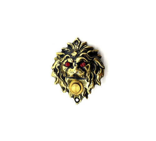 Antika Tarz Dekoratif Pirinç Aslan Kapı Zili - 100x78 mm, Antik, Led Işıklı