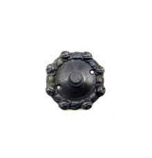 Antika Tarz Dekoratif Pirinç Güllü Kapı Zili - 75mm, Oksit