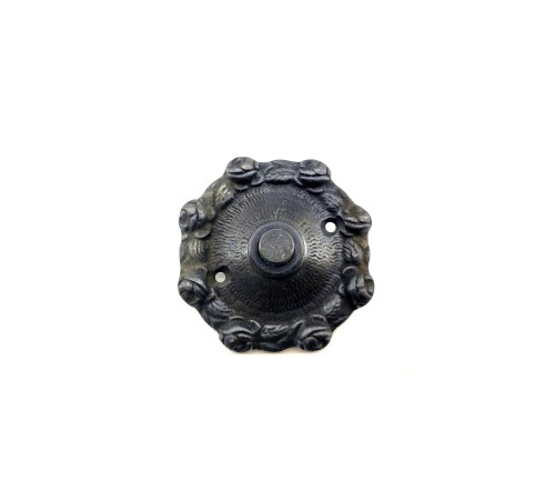 Antika Tarz Dekoratif Pirinç Güllü Kapı Zili - 75mm, Oksit