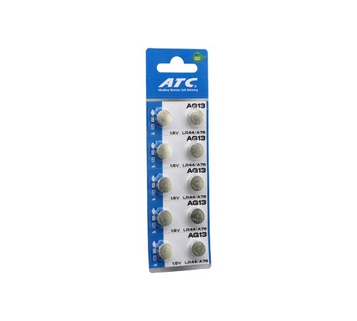 ATC ALKALİNE BUTTON BATTERY AG13 LR-44/A76 DÜĞME PİL ALKALİN 1.5V 10LU KART