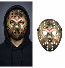 Bakır Renk Kırmızı Çizgili Tam Yüz Hokey Jason Maskesi Hannibal Maskesi