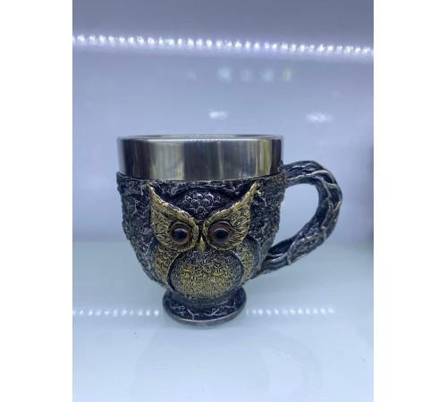 Baykuş Çelik Kupa Bardak Kod 6931