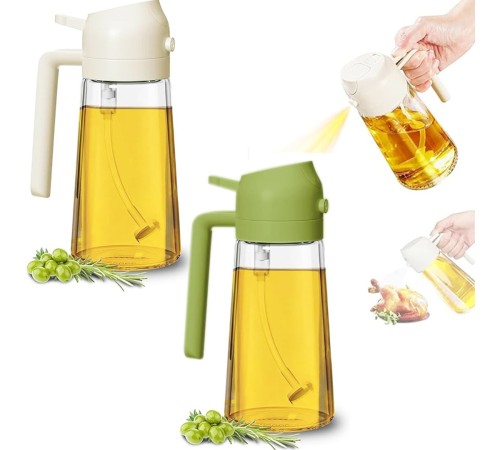 CAM YAĞDANLIK 2IN1 SPREYLİ AKITMALI KİLİTLİ KAPAKLI SÜRAHİ MODELİ 450ML