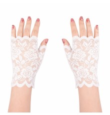 Beyaz Dantel Parmaksız Kısa Eldiven