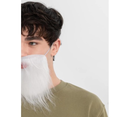 Beyaz Kırçıllı Arkadan Lastikli Beyaz Takma Sakal Yetişkin Çocuk Uyumlu