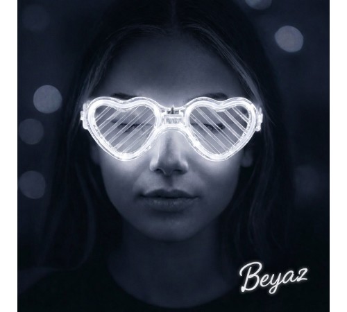 Beyaz LED Işıklı Kalp Gözlük – 3 Modlu Parti & Glow Gözlüğü