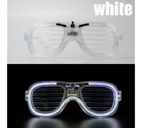Beyaz Led Işıklı Parti Gözlüğü - Neon Glow Şerit Gözlük 3 Modlu