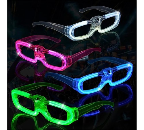 Beyaz LED Işıklı Parti Gözlüğü 3 Modlu – Glow & Gece Eğlence Gözlüğü