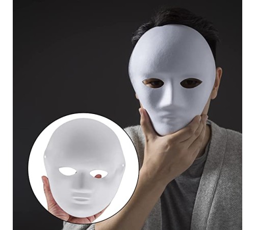 Beyaz Renk Boyanabilir Anonim Tam Yüz Cosplay Maske 24x18 cm