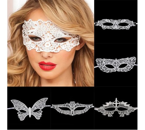 Beyaz Renk Dantel Kesim Dantel İşlemeli Balo Parti Maskesi 2 No