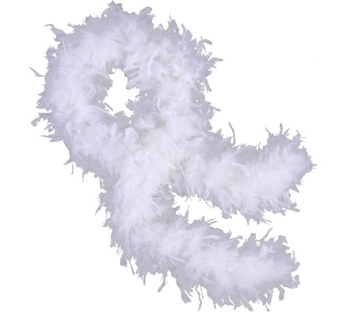 Beyaz Renk Kabarık Kalın Otriş Boa Tüy 6 cm Genişlik 180-200 cm Uzunluk