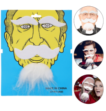 Beyaz Renk Kendinden Yapışkanlı Takma Sakal Bıyık ve Kaş Seti